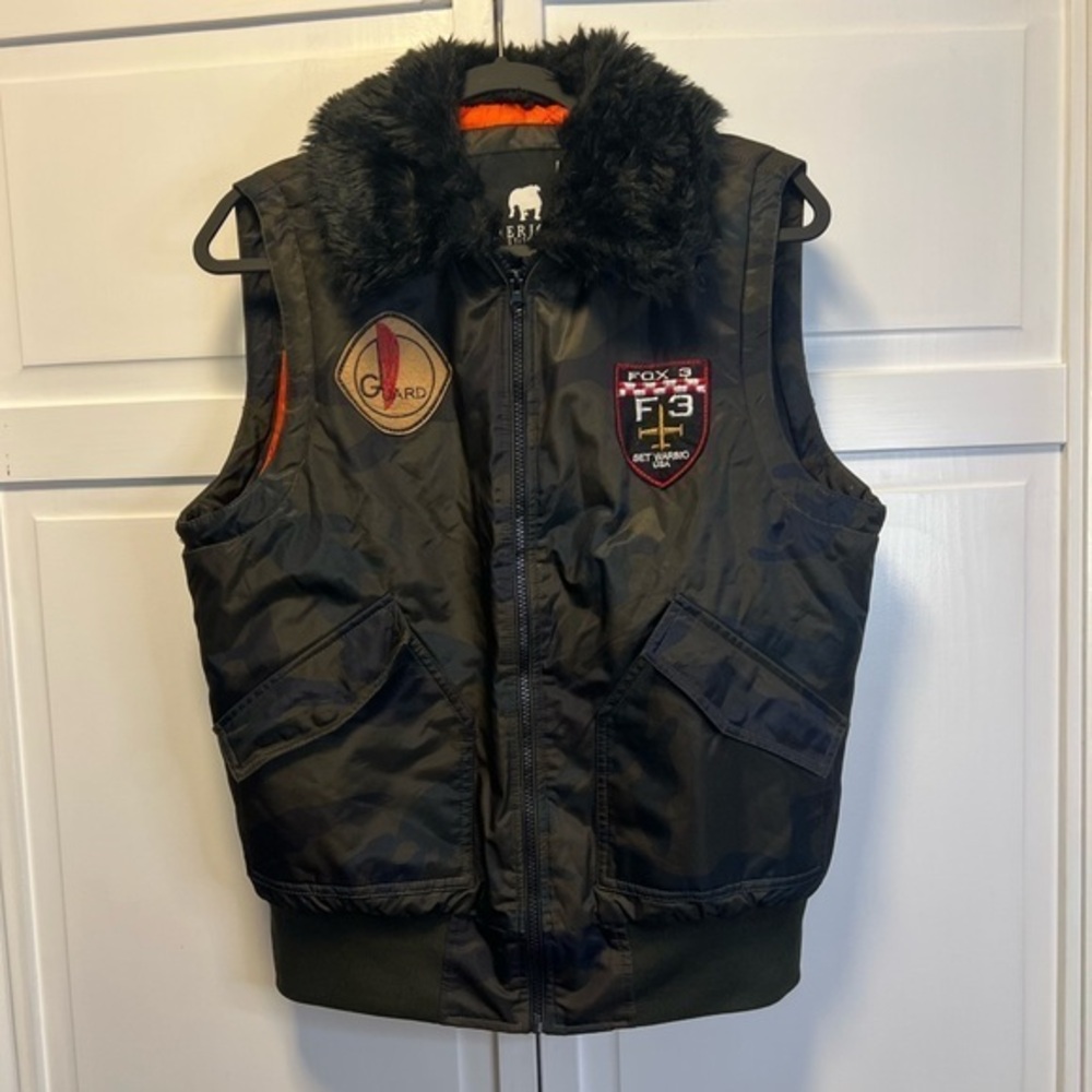 American Stitch Camouflage Vest With Removable Faux Fur Collar Size Mens Medium